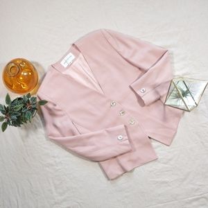 Vintage 80's Jones New York Suit Women's Blush 100% Wool Blazer Jacket Size 12